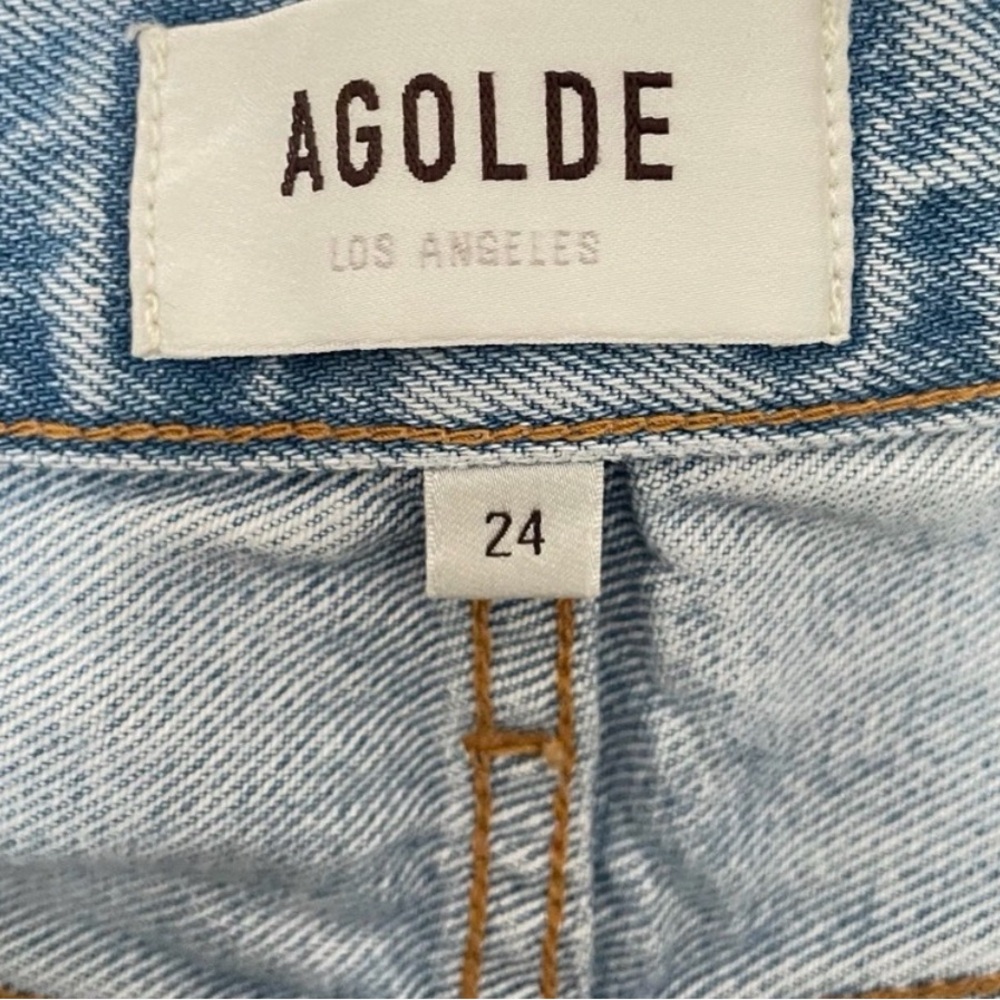 Agolde Riley Short Light Blue Distressed Jean Shorts 24 xs - Picture 3 of 5